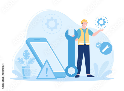 mobile device repair concept flat illustration