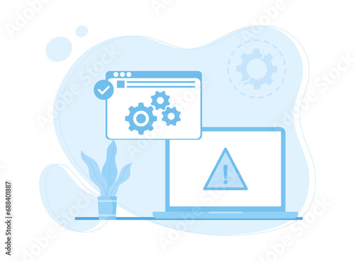 laptop repair service concept flat illustration