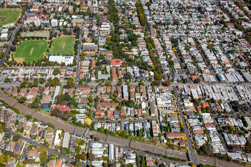 An aerial view of the suburb of Prahran in Melbourne, Australia