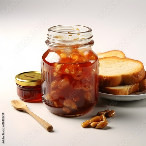 Delicious home-made peanut jam. Made with fresh peanuts, it tastes even better. Store in a transparent container. Generative AI