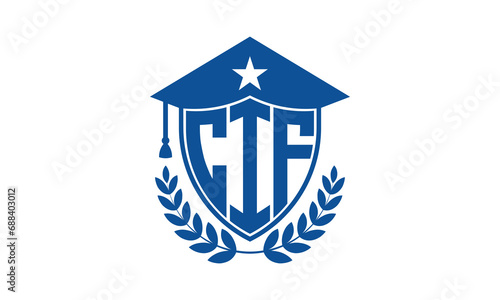 CIF three letter iconic academic logo design vector template. monogram, abstract, school, college, university, graduation cap symbol logo, shield, model, institute, educational, coaching canter, tech