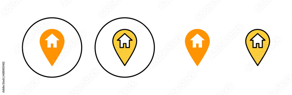Address icon set for web and mobile app. home location sign and symbol. pinpoint