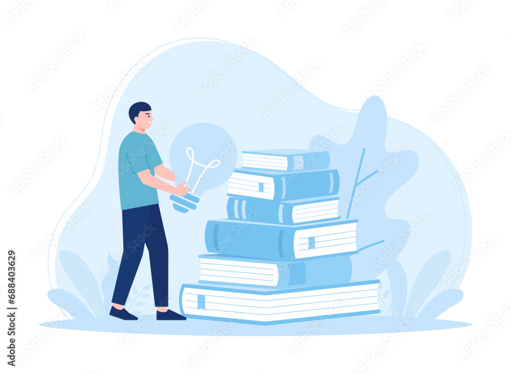 people bring idea lights with learning concept concept flat illustration