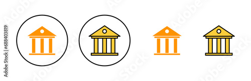 Bank icon set for web and mobile app. Bank sign and symbol, museum, university