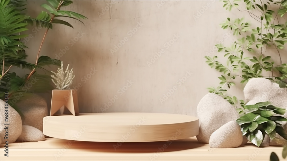 podium eco Scandinavian style nature leaves branches. podium eco Scandinavian style nature leaves branches.