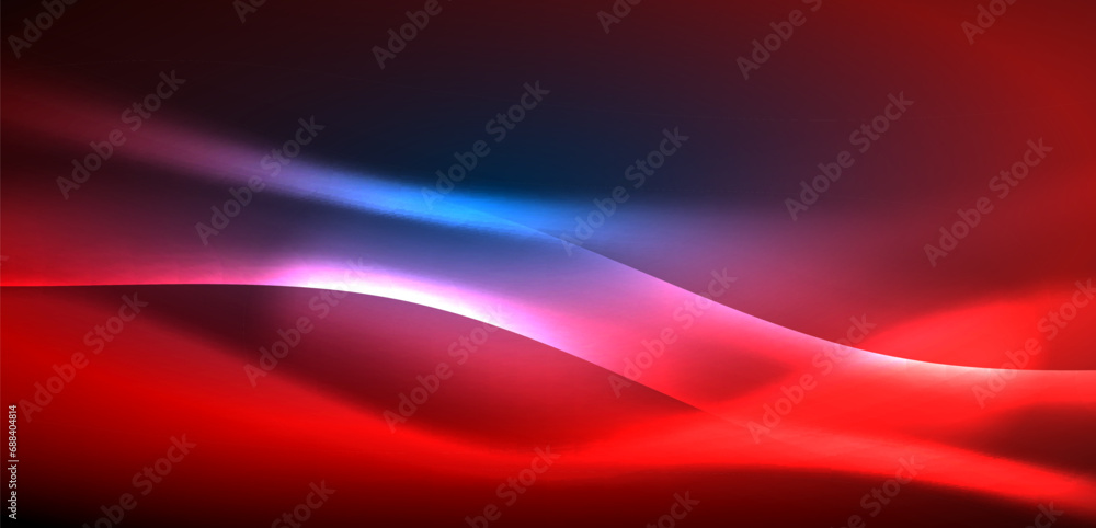 Dynamic waves in ethereal glow of neon lights. Concept merges fluidity of motion with vibrant allure of neon, crafting entrancing backdrop that embodies both vitality and futuristic sophistication Dynamic waves in ethereal glow of neon lights. Concept merges fluidity of motion with vibrant allure of neon, crafting entrancing backdrop that embodies both vitality and futuristic sophistication