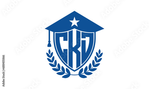 CKD three letter iconic academic logo design vector template. monogram, abstract, school, college, university, graduation cap symbol logo, shield, model, institute, educational, coaching canter, tech