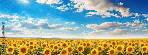 Beautiful Day Over sunflowers field