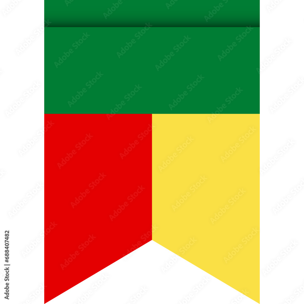 Benin flag or pennant isolated on white background. Pennant flag icon. Benin flag or pennant isolated on white background. Pennant flag icon.