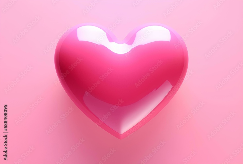 Pink heart on pink background. 3d render. Love concept for valentine day 