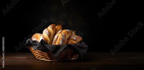 French bread Pain couronne in basket