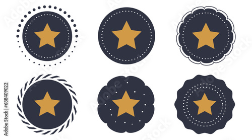 set of round star badge. vector illustration