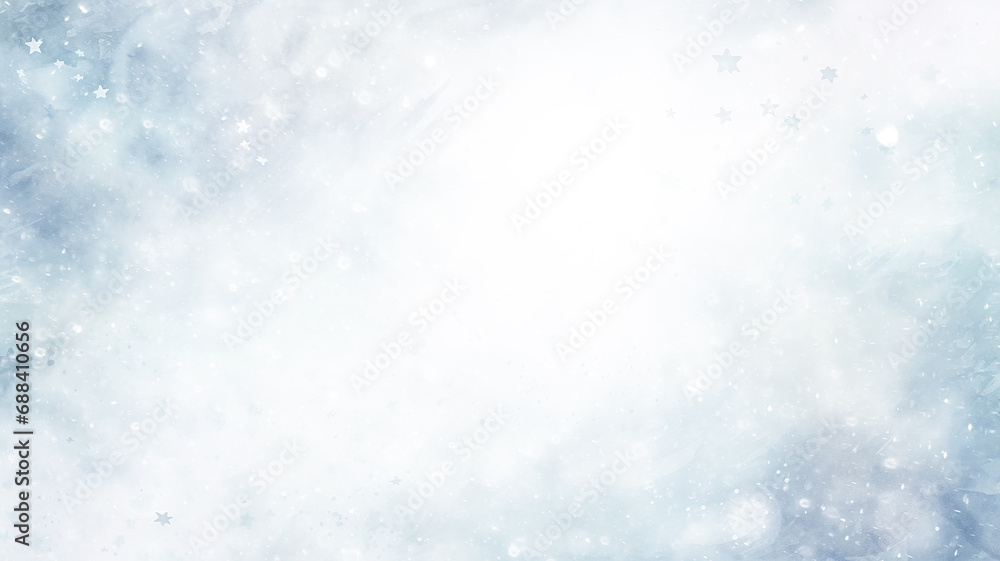 Obraz premium abstract watercolor background snowfall, christmas view blurred blizzard light blue snowflakes on a white city background