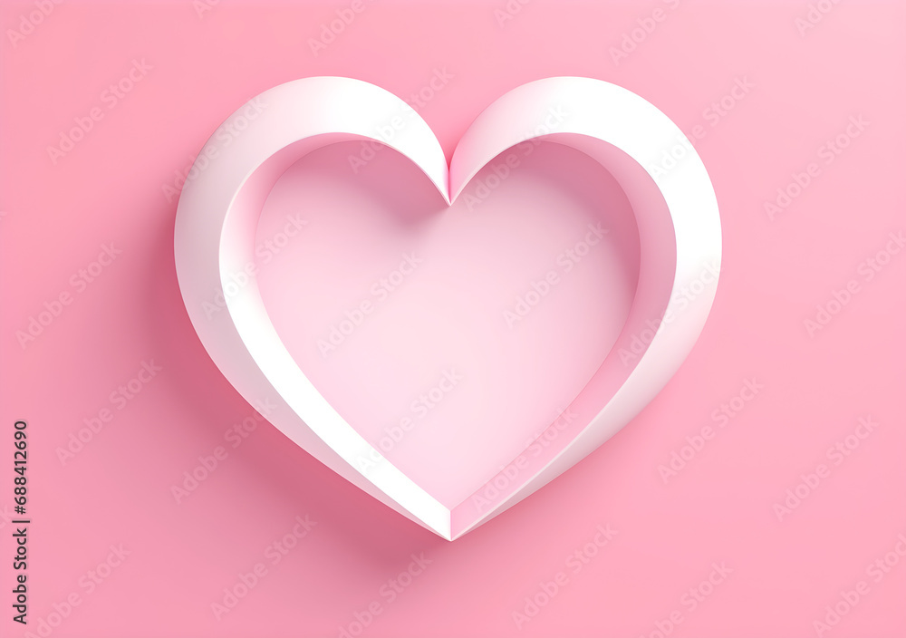 Valentines day background with pink hearts and heart frame. 3d rendering love 