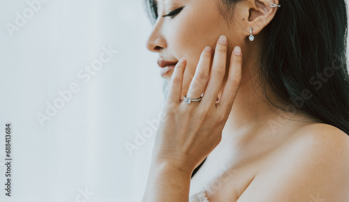Photography Bridal Compilation, Close Up of Engagement Ring and Earrings