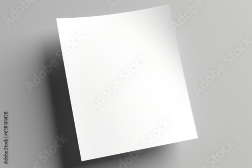 illustrating 3D up mock paper sheet White template note empty format A4 blank isolated flier background page design document threedimensional poster