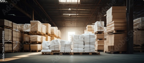 Pallet of paper in warehouse