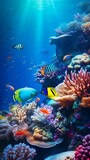 Underwater view of coral reef and more fish swimming sealife