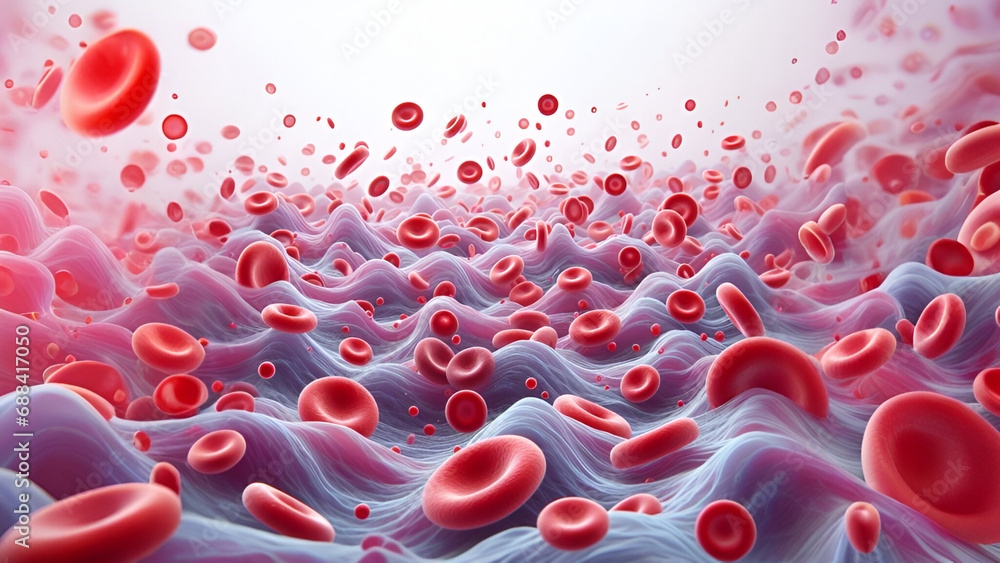 Fototapeta premium wave of blood cell movein blood tube