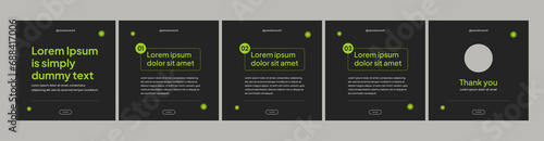 modern carousel slide templates for social media posts. dark theme social media template