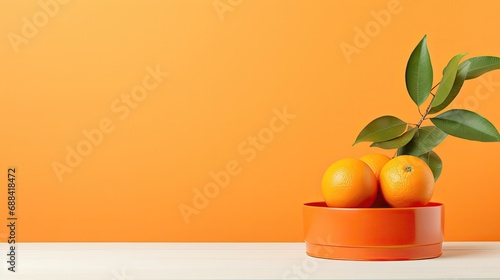 Copy space for displaying your product on a Orange table