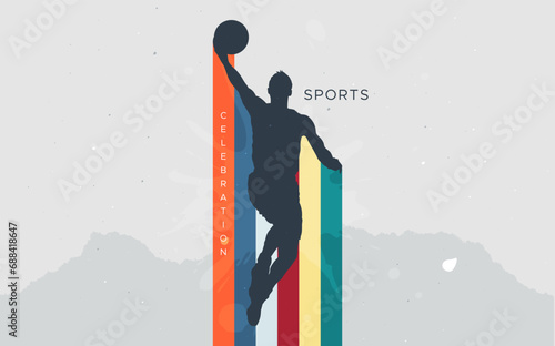 vector silhouette of a person playing basketball in a jumping pose. basketball sport concept design. sports athlete playing basketball