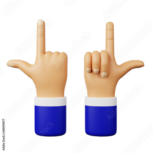 double hands pointing up 3d icon