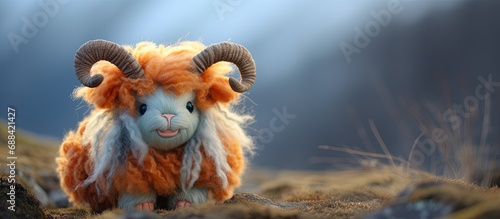 Natural wool soft toy of a fantastical creature.
