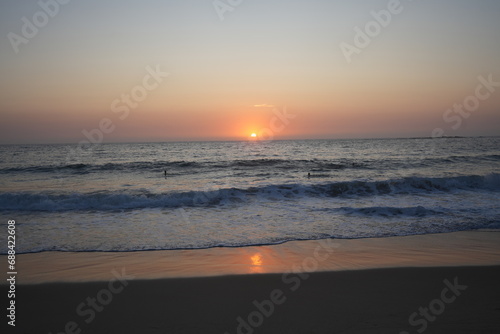 Sunset at the beach  Bondi Beach  Sydney Australia 