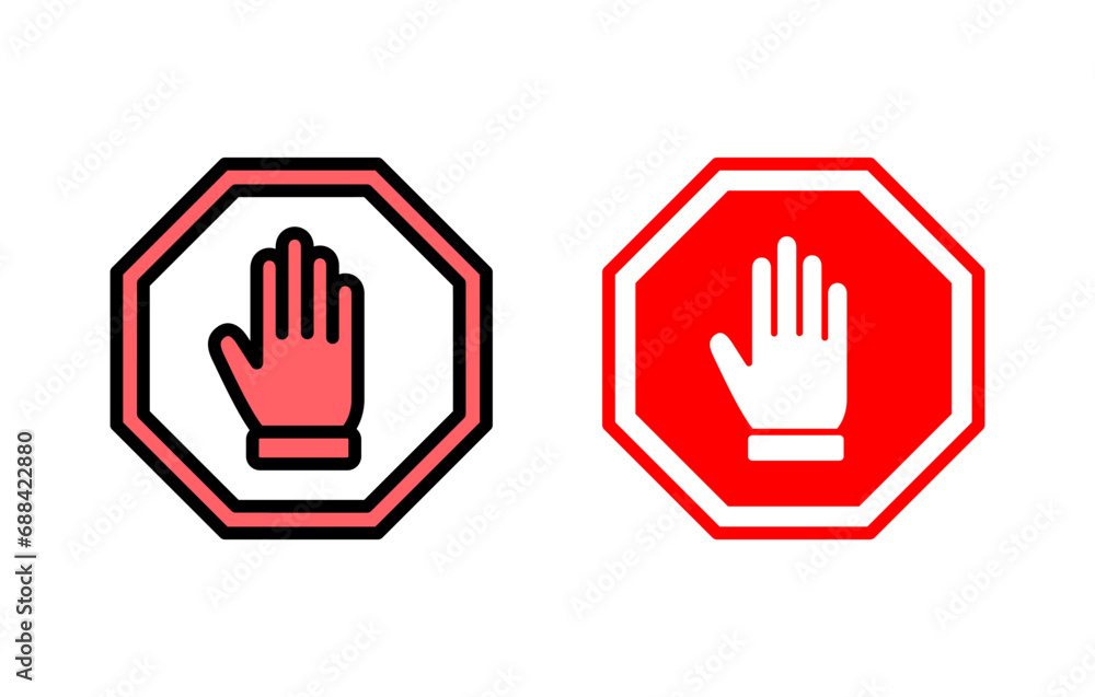 Stop icon set illustration. stop road sign. hand stop sign and symbol. Do not enter stop red sign with hand Stop icon set illustration. stop road sign. hand stop sign and symbol. Do not enter stop red sign with hand