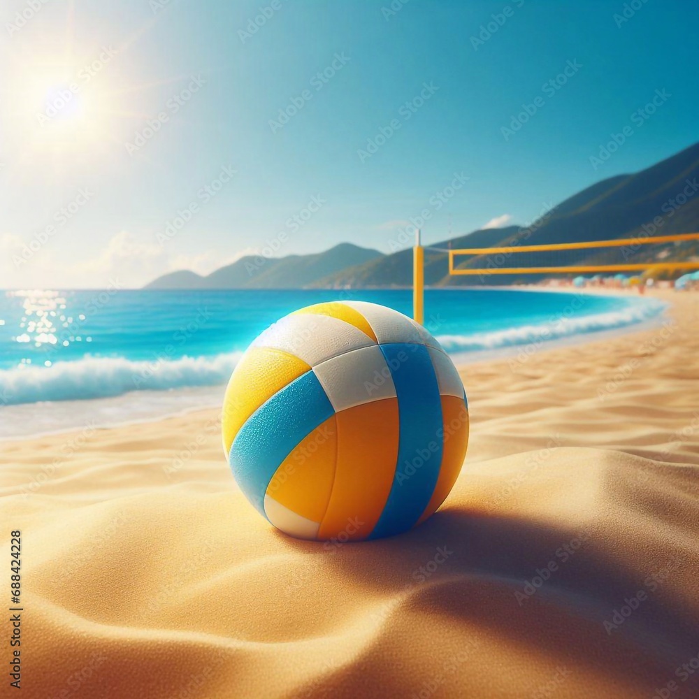 Beach volleyball on sand