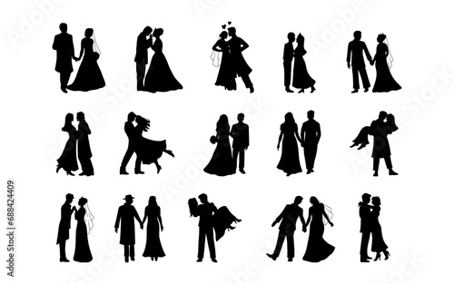 Set of Couple Silhouette Element