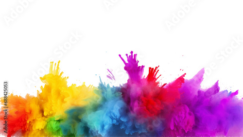 happy new year colorful powder paint banner space your text Transparent background. rainbow colorful background.