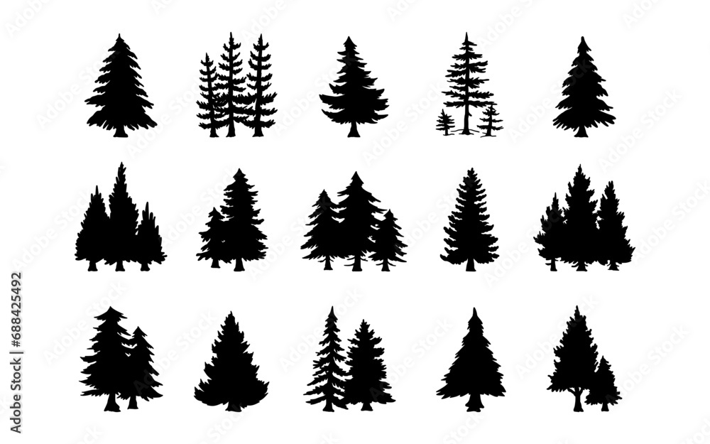 Obraz premium Set of Christmas Pine Element