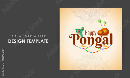 Vector illustration of Happy Pongal social media feed template
