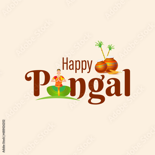 Vector illustration of Happy Pongal social media feed template