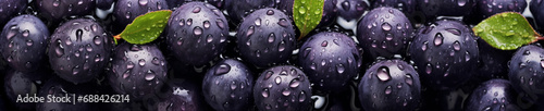 An Overhead Photo of Fresh Acai Berries Covered in Water Drops