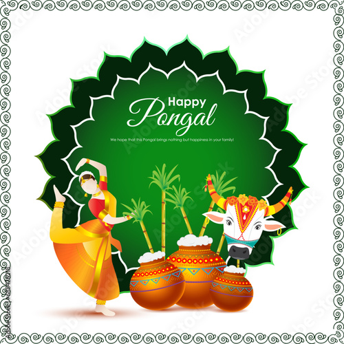 Vector illustration of Happy Pongal social media feed template