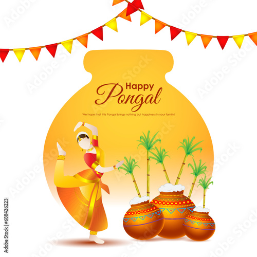 Vector illustration of Happy Pongal social media feed template