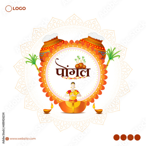 Vector illustration of Happy Pongal social media feed template