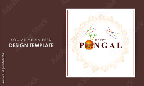 Vector illustration of Happy Pongal social media feed template
