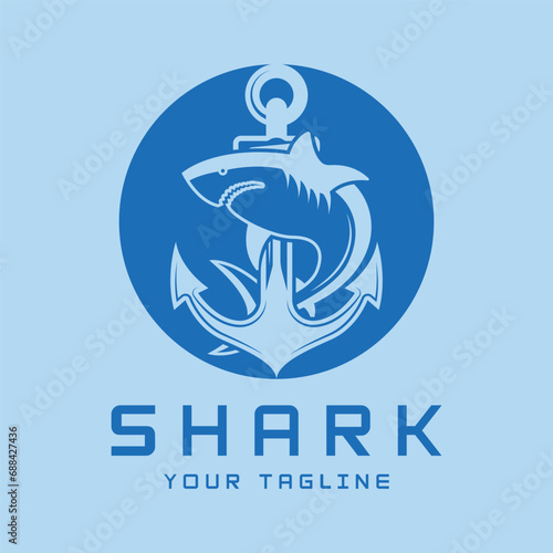 Unique and creative shark logo vector design. Wild Fish Vector Illustration