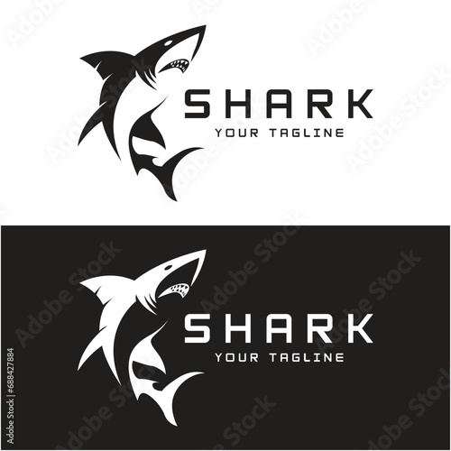 set of shark logo vector design. Wild Fish Vector Illustration