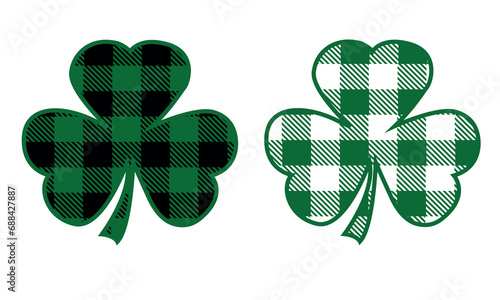 Shamrock buffalo plaid Vector and Clip Art