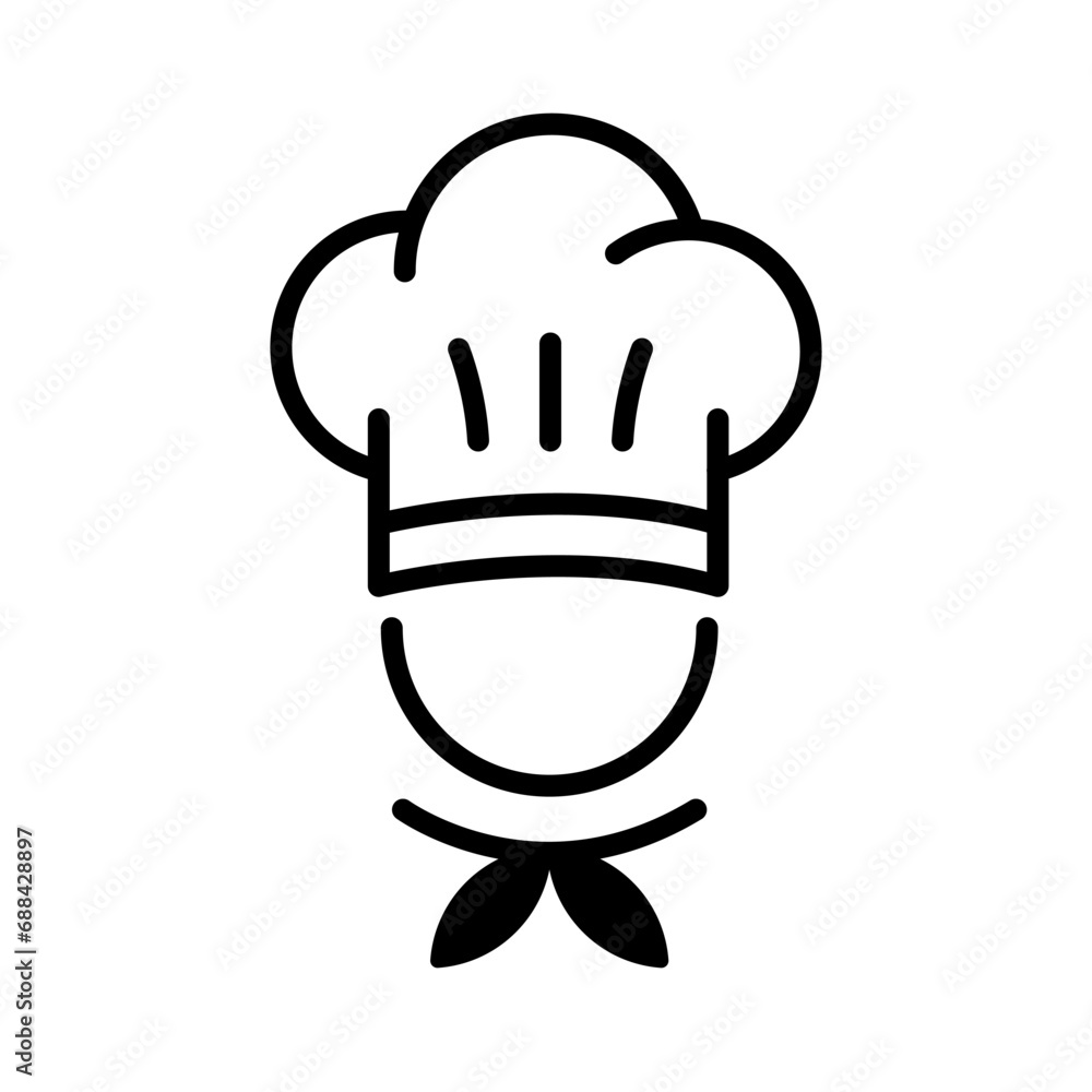 Chef in cooking hat line icon. Restaurant, menu, professional, occupation. Cooking concept. Vector illustration can be used for topics like catering, food, service