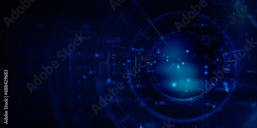 2d illustration Abstract futuristic electronic circuit technology background