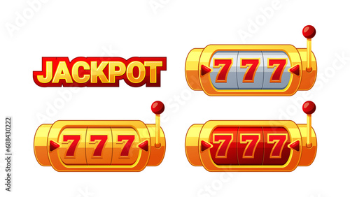 Jackpot 777 slot machine vector isolated on white background.