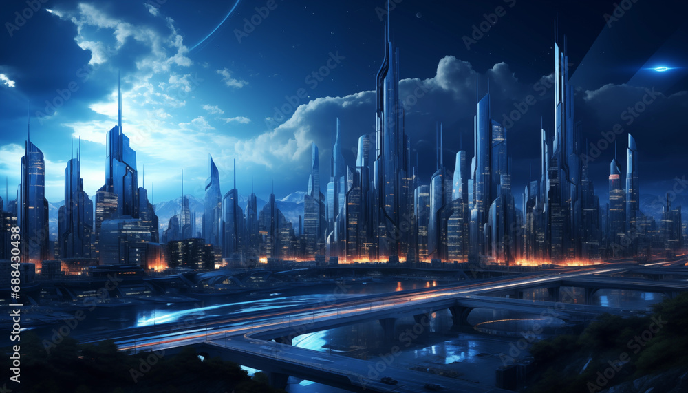 Obraz premium Digital city concept background