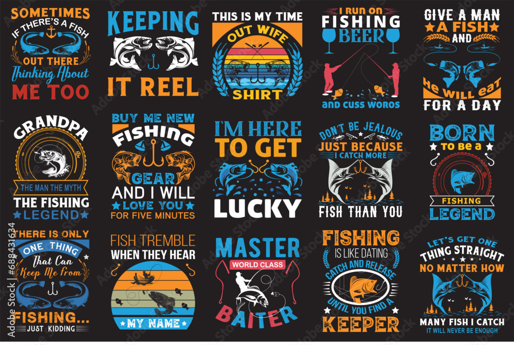 Fishing T-shirt Design Bundle