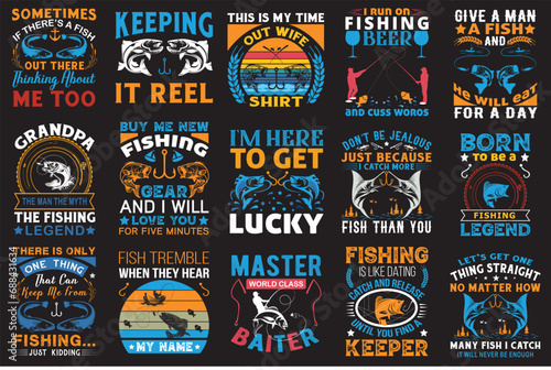Fishing T-shirt Design Bundle photo